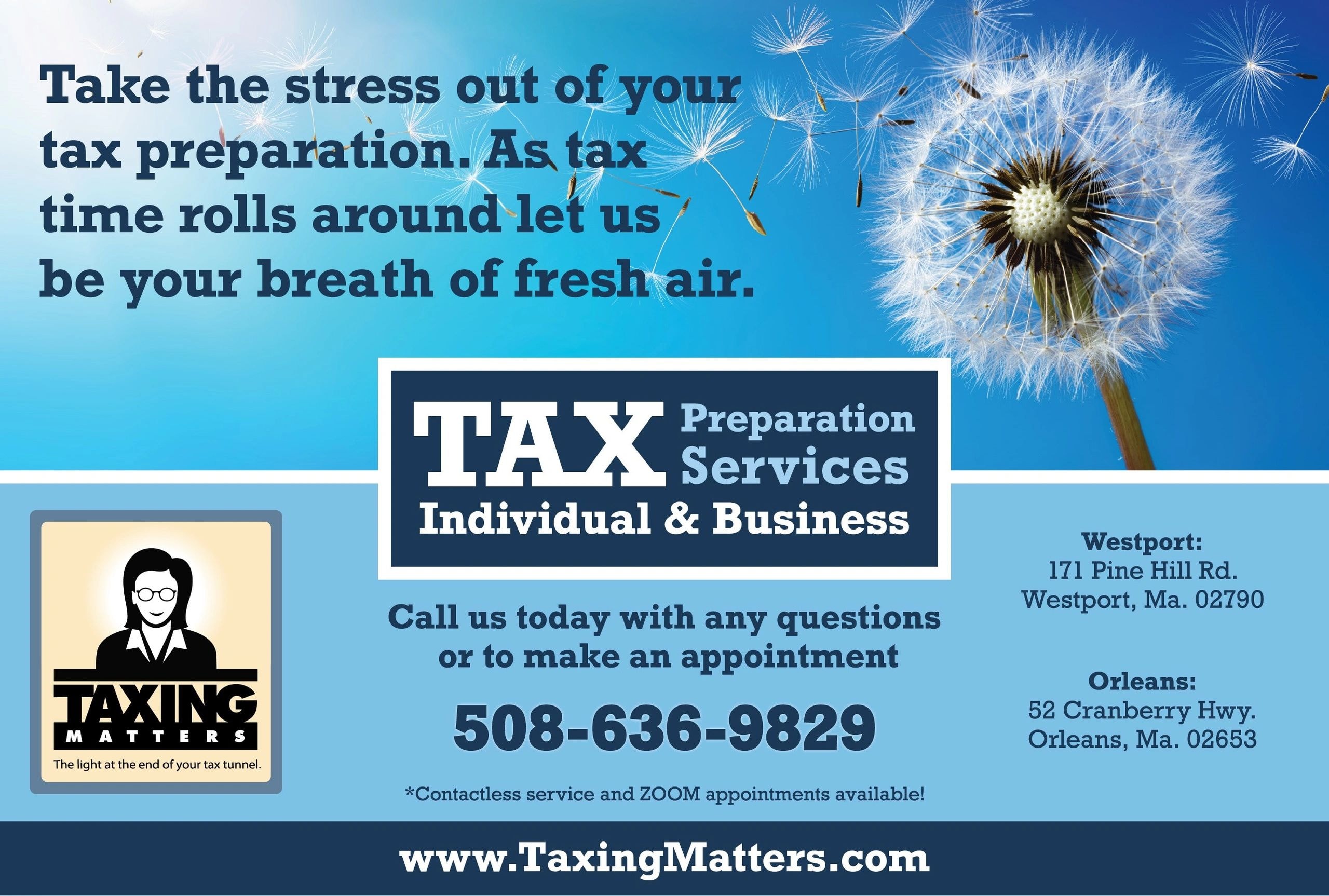Take the stress out of your tax preparation — Taxing Matters tax preparation services
